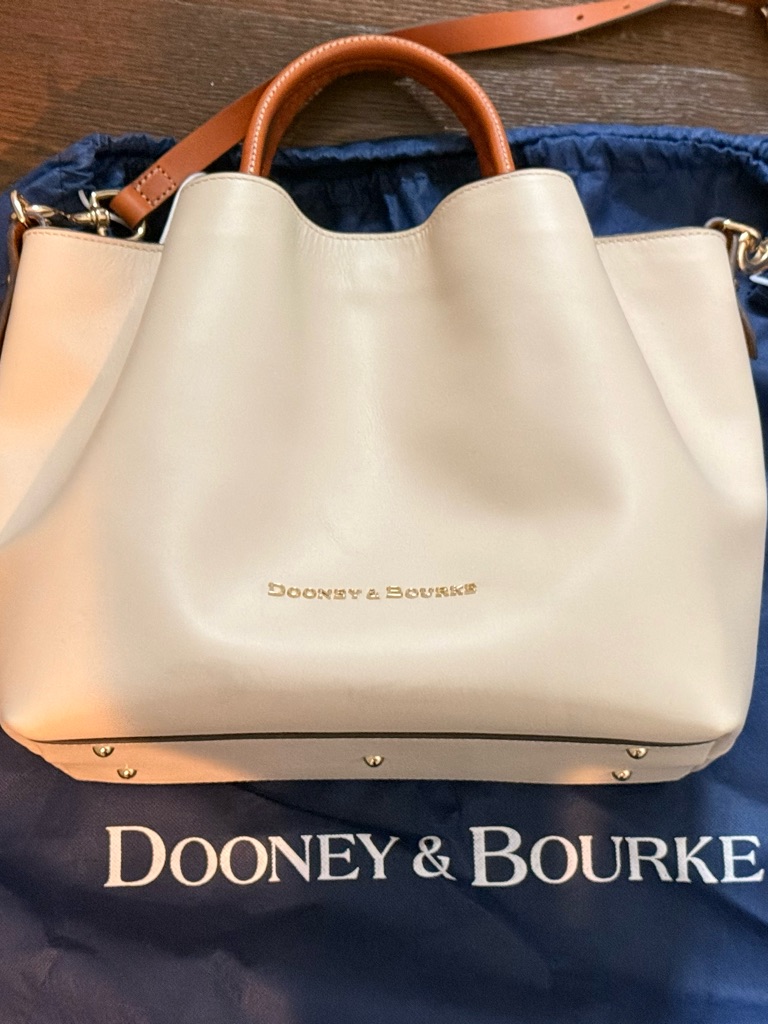 Dooney & Bourke Cream Leather Large Harlow City Bag